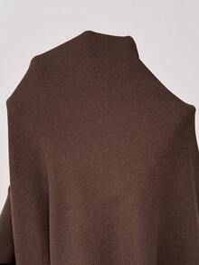 SHEIN Maternity Casual Solid Color Square Neck Fitted Short Sleeve T-Shirt, Summer - Brown - View 9