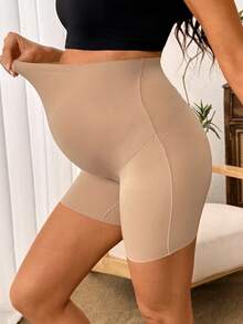 SHEIN Maternity Solid Color High Waist Casual Briefs  Seamless - Coffee Brown - View 6