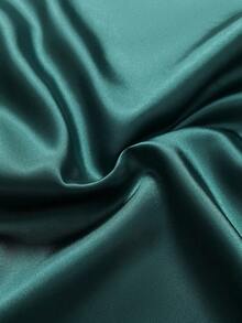EmpressEnvy Lace Trim Satin Fashion Cami Nightdress With Belted Robe Pajama Set, Fall Winter Clothes - Dark Green - View 3