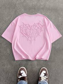 SWAVVY Men's Pink Embroidered Short Sleeve T-Shirt - Pink - View 4