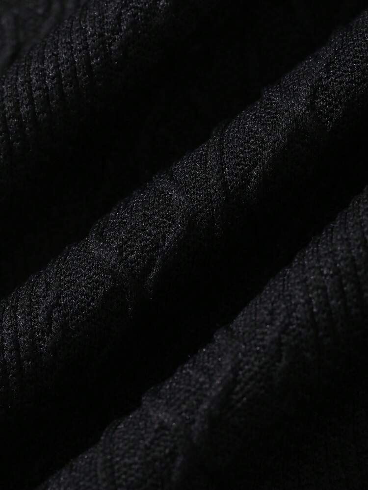 Black Slim-Fit Textured Fabric Casual Men's Tank Top Summer