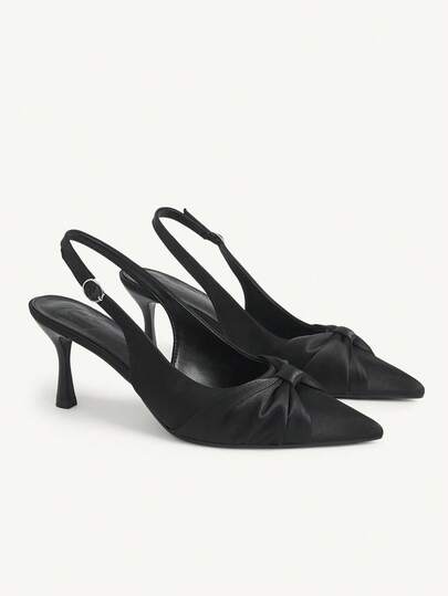 CUCCOO CHICEST 女士春夏扭结装饰后跟三尖细高跟鞋，法式简约风麂皮多色女士高跟凉鞋，适合约会、通勤、购物、宴会、派对、节日礼物