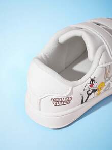 LOONEY TUNES X SHEIN 兒童時尚印花休閒白色鞋，運動鞋，日常戶外跑步鞋，返校季節，柔軟舒適，適合各種室內外場合 - 紫色和白色 - 查看 7