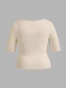 SHEIN BASICS 3件套休闲纯色针织圆领短袖修身加大码T恤 - 彩色 - 查看 6