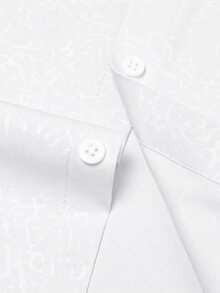 Manfinity Bizformal Camisa de manga larga de tela estampada de vestir informal para hombres - Blanco - Ver 3