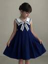 SHEIN Young Girl Navy Blue Summer Back-To-School Sweet Sailor Collar Tie Front Sleeveless Dress,Toddler Kids Preppy Style Elegant Partywear Maxi