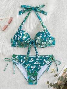 Bộ bikini hai mảnh in họa tiết Paisley phong cách Bohemian mới của Swim Lushoire, họa tiết Mandala nhiều màu sắc, họa tiết lông công rực rỡ, thiết kế nhiều màu sắc với các tông hồng, xanh dương, trắng và xanh lá cây, quần bikini buộc dây bên hông, áo bikini buộc dây cổ, đồ đi biển nhiều màu sắc rực rỡ, áo ngực có đệm nâng ngực, trang phục đi biển mùa hè, dự tiệc bể bơi, lễ hội âm nhạc, kỳ nghỉ ở đảo nhiệt đới ven biển và phong cách hiện đại. - màu xanh lá - Xem 2