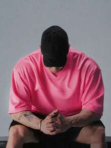 Manfinity Sport Corelite 男士休閒透氣短袖運動T恤，夏季、足球、健身房、度假 - 粉色 - 查看 4