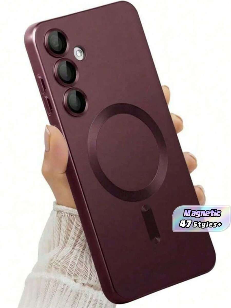 1pcLuxury Magnetic Phone Case Compatible With Samsung Galaxy S24 S25 S22 S23 Ultra Plus S20 S21 FE Note 20 A35 A55 A05 A15, Soft TPU Material