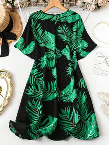 SHEIN LUNE Plus Size Casual Vacation Floral Print Dress - Multicolor - View 2