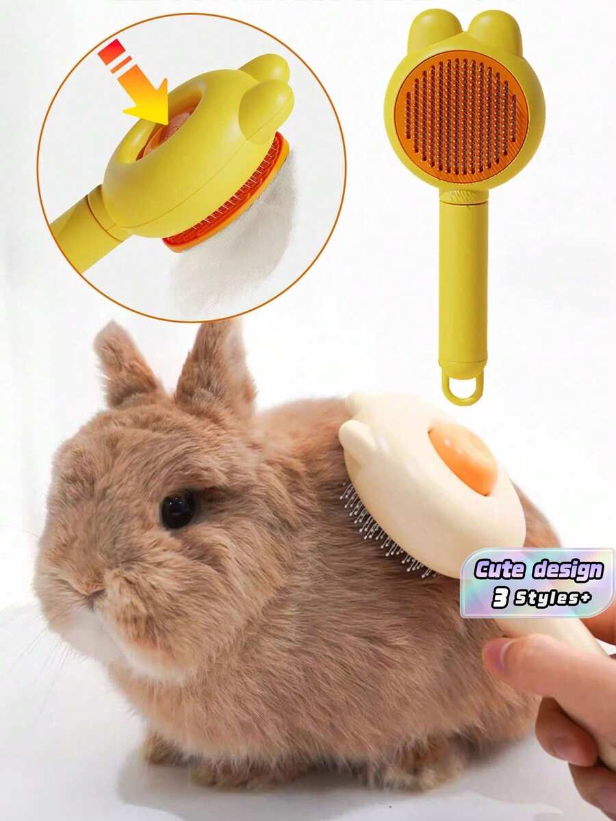 1Pc Small Animal Brush For Rabbit, Cat, Dog, Hamster, Random Color, Removes Loose Fur & Tangles, Gentle Massage Tool