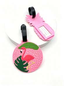 Joivida 1/2Pcs Tropical Luggage Tags, Cute Pineapple & Flamingo Silicone/PVC Suitcase Tags, Anti-Lost Travel Baggage ID Tags, Waterproof Soft Rubber Name Labels With Adjustable Strap, Perfect For Travel Accessories, 2 Styles Optional - Multicolor - View 8