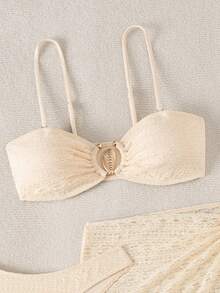 Swim SXY 3 pièces Ensemble tailleur élégant en tissu texturé pour femmes - Blanc - Voir 7