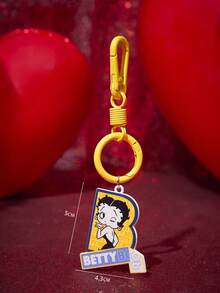 Betty Boop x SHEIN 1 chiếc móc khóa Betty Boop màu vàng kiểu leo núi có khóa lò xo, vòng đàn hồi, móc khóa nhiều màu sắc hình túi macaron, mặt dây chuyền xe hơi. - Nhiều màu - Xem 5