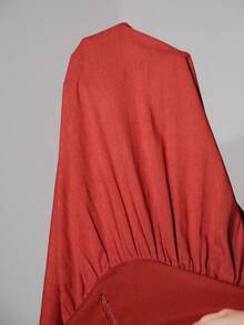 PREMIUM LINEN HOLLOW-OUT WAIST DRESS, VACATION STYLE, SPRING/SUMMER - Redwood - View 7