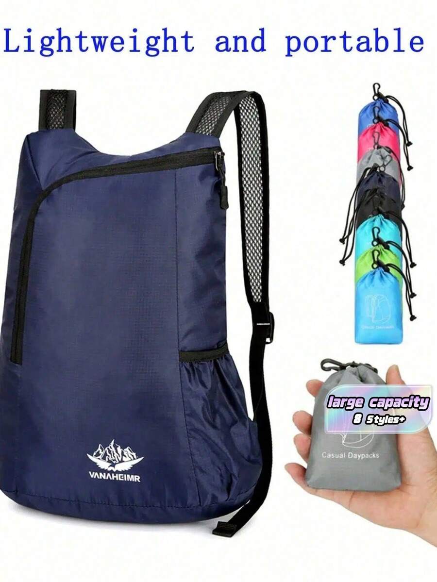 1pc New Ultralight Foldable Backpack, Versatile Travel Bag With Water Resistant Fabric - Multicolor - View 1