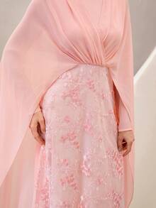 Graceveil Đầm dài thanh lịch bằng chiffon và lưới thêu dành cho nữ, màu hồng. - Hồng - Xem 5