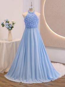 Đầm lưới đính hoa hồng thủ công thanh lịch dành cho bé gái, thích hợp cho đám cưới, tiệc tùng, sinh nhật, biểu diễn, tiệc chiêu đãi, mọi mùa. - Màu xanh lam - Xem 7