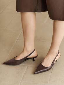 Alvarani 4cm Brown High Heel Pumps, Party Dress Shoes, Slip-On Stilettos, Pointed Toe High Heels For Women, Elegant, Kitten Heels - Brown - View 5