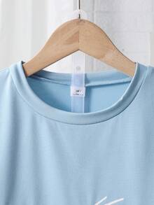 Bộ đồ 3 món cho bé trai tuổi teen: Áo thun ngắn tay và quần short in chữ phối màu, thích hợp mặc đi chơi, đi làm hàng ngày. - Nhiều màu - Xem 6