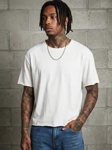 AXEPEAK Men's Casual Versatile Solid Color Short Sleeve T-Shirt - White - View 1