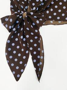 SHEIN Franclia Plus Size Heart Tie Bow Chiffon Blouse, Spring/Summer - Coffee Brown - View 6