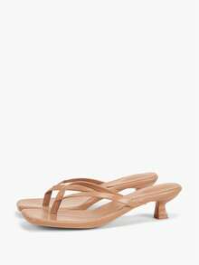 Alvarani Neue Sommer Damen Pantoletten Einfarbig, elegante Urlaubsschuhe, lässige Strandhohe Absatz Sandalen, modische leicht anzuziehende Absätze für Kleider - Aprikosenfarben - Übersicht 7