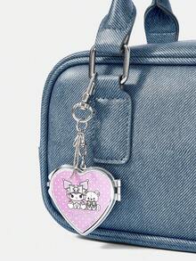 HELLO KITTY AND FRIENDS | SHEIN 1PC Mini Compact Mirror Keychain - Sweet Foldable Mirror For Backpacks And Purses - Purple heart - View 5