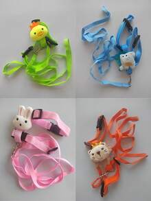 1SET/2 Packs/3 Packs Adjustable Rabbit Harness And Leash Set, Fruit Shaped Designs Like Strawberry And Carrot, Cute Vest Harness Leash For Rabbit, Ferret, Small Pets Training, Walking, Leisure - Multicolor - View 7