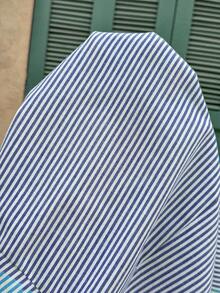 SHEIN Bộ áo liền quần bà bầu kẻ sọc thời trang gợi cảm - Xanh và trắng - Xem 4