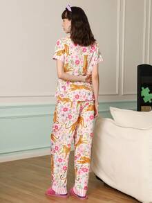 Chillnights Bộ đồ ngủ nữ trẻ trung, năng động với áo khoác cardigan họa tiết da báo và hoa. - Nhiều màu - Xem 2