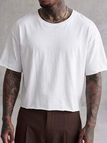 AXEPEAK Men's Casual Versatile Solid Color Short Sleeve T-Shirt - White - View 2