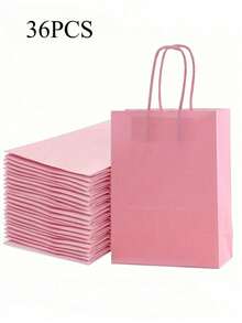 10/12/36pcs Pink Gift Bags - Suitable For Valentine's Day, Birthday, Wedding Etc. | Reusable Shopping & Take-Out Bags With Handles - Multicolor - View 8