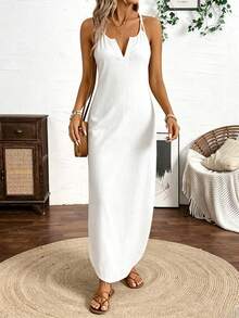 Breezaya Đầm maxi hai dây nhiều màu kẻ sọc dọc dành cho nữ. - trắng - Xem 4