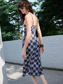 SHEIN Luminelle 女士夏季休闲优雅度假连衣裙，格子复古印花 - 彩色 - 查看 2
