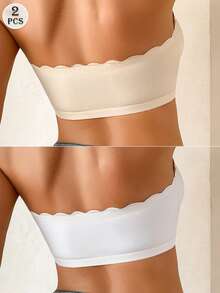 2pcs Women's Multicolor Bras, Front Closure Wave Trim Push-Up Removable Padded Underwire Bras - Multicolor - View 5