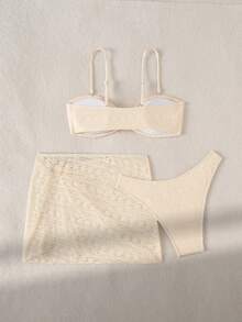 Swim SXY 3 pièces Ensemble tailleur élégant en tissu texturé pour femmes - Blanc - Voir 4