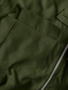 Maweii 女士夏季休闲通勤立领侧口袋收腰大码连体裤，适合日常通勤、聚会、派对、浪漫优雅的度假穿着 - 軍綠色 - 查看 7