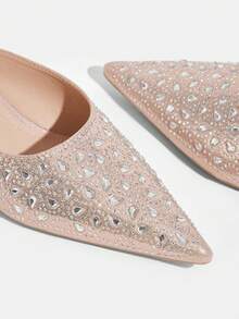 CUCCOO TILAWA Women's Shoes Pointed Rose Gold Rhinestone Decorative Kitten Heel Gorgeous Wear Dinner Shoes High Heels Shoes - Rose Gold - View 6