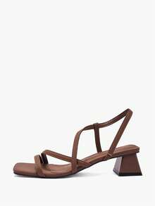 Alvarani Giày cao gót buộc dây màu nâu cho nữ, giày sandal đơn giản, thanh lịch, thời trang thường ngày cho nữ - màu nâu - Xem 8