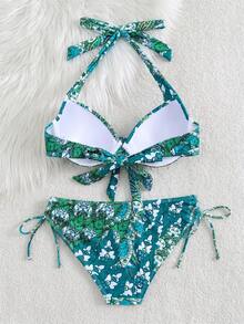 Bộ bikini hai mảnh in họa tiết Paisley phong cách Bohemian mới của Swim Lushoire, họa tiết Mandala nhiều màu sắc, họa tiết lông công rực rỡ, thiết kế nhiều màu sắc với các tông hồng, xanh dương, trắng và xanh lá cây, quần bikini buộc dây bên hông, áo bikini buộc dây cổ, đồ đi biển nhiều màu sắc rực rỡ, áo ngực có đệm nâng ngực, trang phục đi biển mùa hè, dự tiệc bể bơi, lễ hội âm nhạc, kỳ nghỉ ở đảo nhiệt đới ven biển và phong cách hiện đại. - màu xanh lá - Xem 3