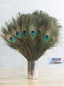 25Pcs/50Pcs Peacock Feather In Bulk, Faux Peacock Feather Decorated For Vase Craft Vase Wedding Home Party Christmas Day Decoration Peacock Feathers - Multicolor - View 1