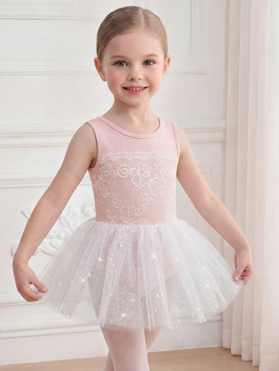 SHEIN Young Girls' Colorful Light Pink Ballet Dress,Gradient Leotard,High-Stretch Skin-Friendly Summer Performance,Yoga & Gymnastics Training Dress - Multicolor - View 1