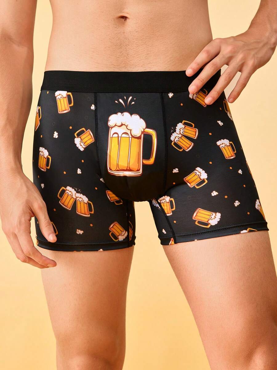 Notgurli Bóxers casuales de media cintura para hombres, con estampado, efecto colorblock, cómodos y de estilo urbano - Negro - Ver 1