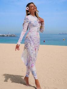 Swim Mulvari 2026春夏波西米亚风印花活力优雅高端泳装套装，夏季海滩泳池派对度假休闲女式泳衣 - 彩色 - 查看 5