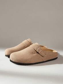 Solecia Closed Toe Metal Buckle, Retro Commuter Slim Mules Shoes - Kyung Velvet Brown - View 2
