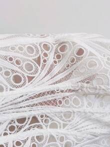 Soleia Áo corset ren hai lớp ôm sát gợi cảm kiểu Âu và Mỹ, áo liền thân thêu rỗng, trang phục dự tiệc đêm màu trắng cho nữ, đi chơi, dự đám cưới, mùa thu/đông. - trắng - Xem 7