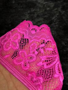 Bare Chapter 1 pieza Tanga elegante y sexy de mujer con diseño de encaje de color rojo rosa - Rosa Fucsia - Ver 7