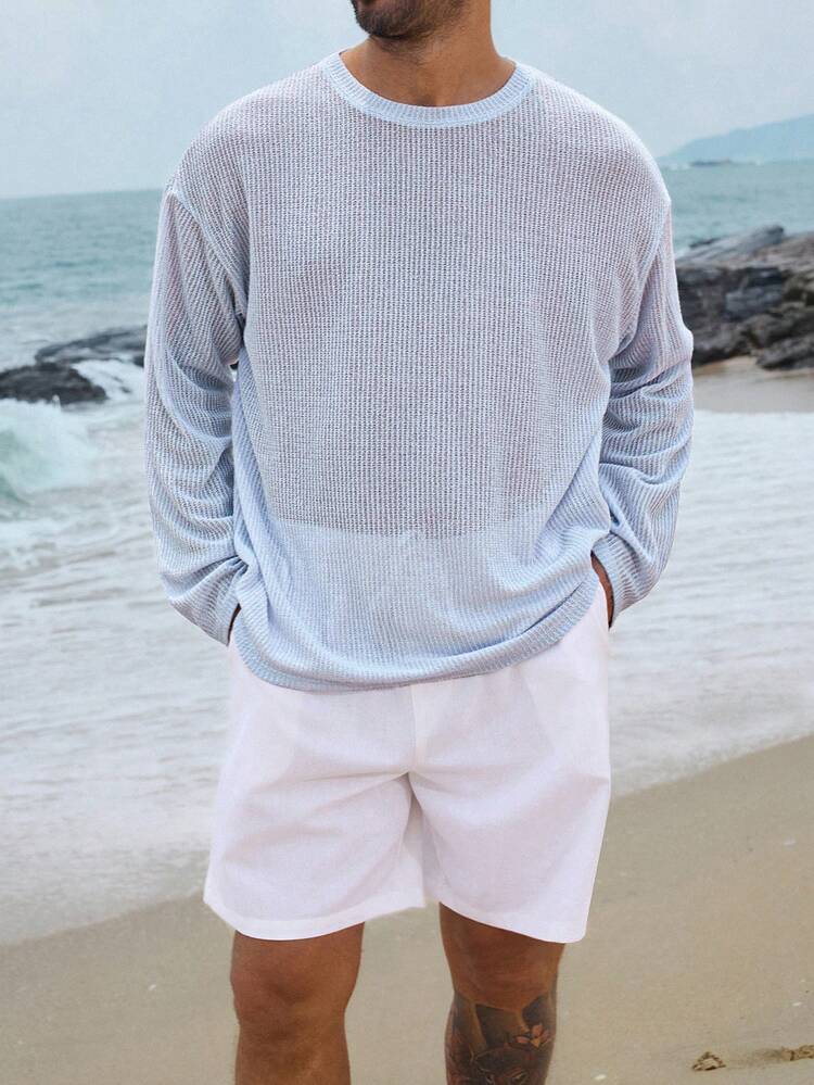 Men's Hollow-Out White Short Sleeve T-Shirt, Summer