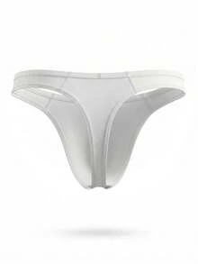 SHEIN DrisQ Quần lót nam gợi cảm màu trơn cạp trễ - trắng - Xem 6